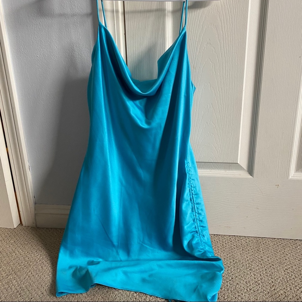 Topshop satin ruched mini dress